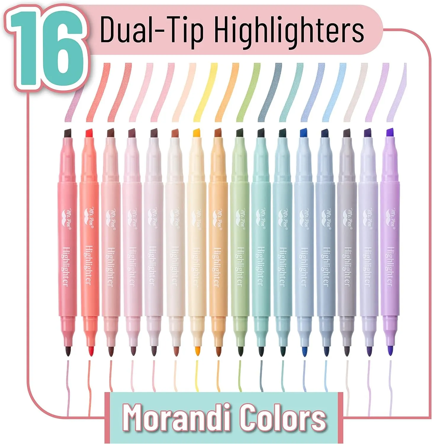 - Dual Tip Highlighters, Morandi Colors, 16 Pack, Fine & Chisel Tip, Highlighters Pastel, Pastel Highlighter Markers, Pastel Highlighter, Highlighter Set, Planner Highlighters