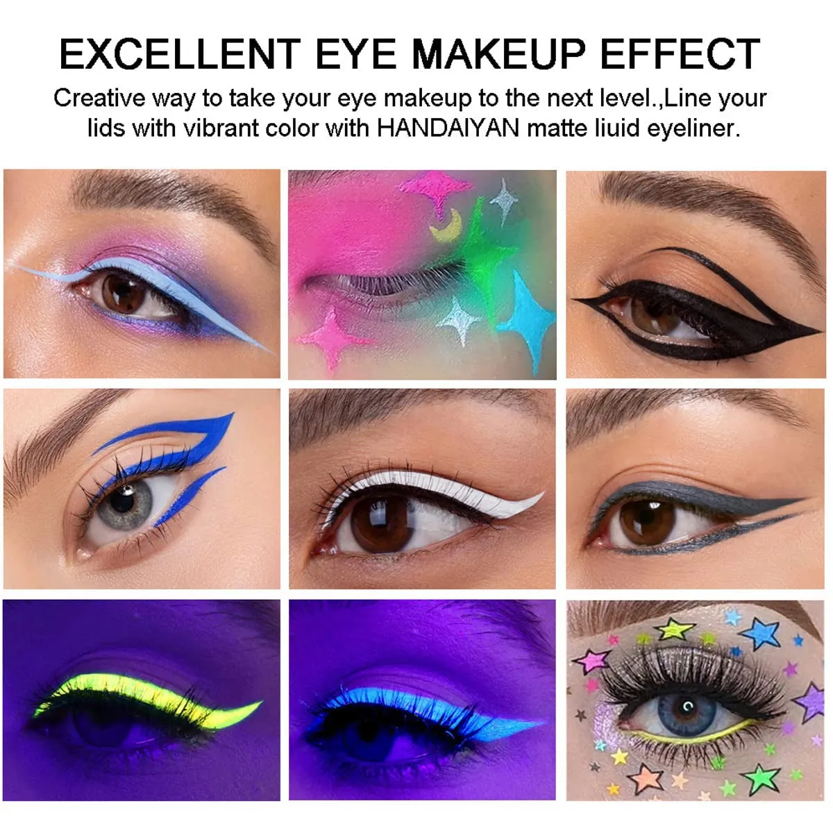 Bestland 12 Colors Matte Liquid Eyeliner Set Colorful UV Neon Eyeliner Pencil Pigmented Waterproof Smudgeproof Long Lasting Eye Liner Xmas Christmas Festival Makeup Gift Kit for Women (Set C)