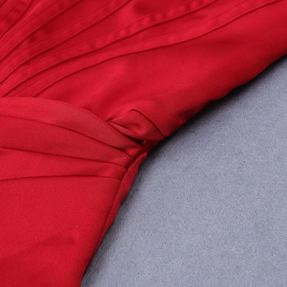 DressBetty - Runway Fashion Sexy Off-Shoulder Split Red Corset Dress