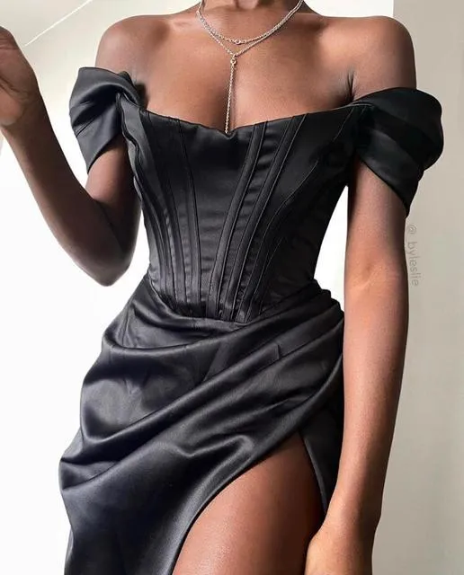 DressBetty - Runway Fashion Sexy Off-Shoulder Split Red Corset Dress