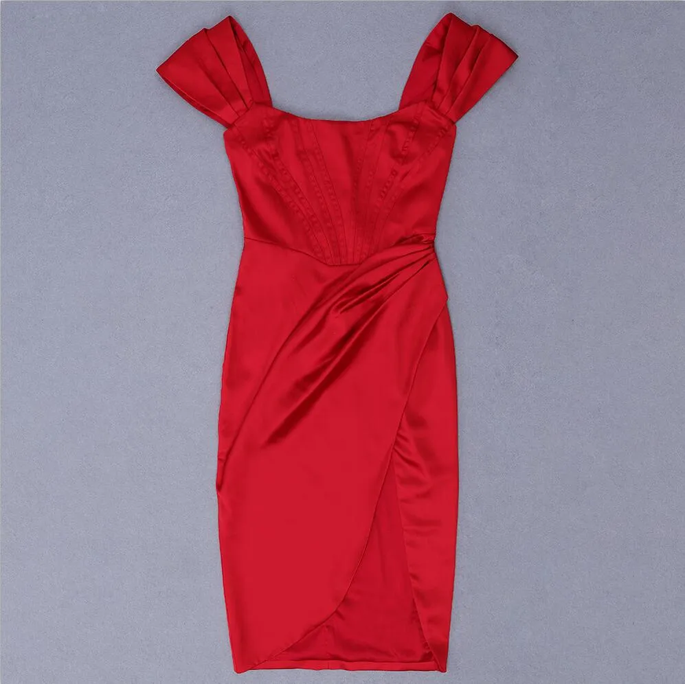 DressBetty - Runway Fashion Sexy Off-Shoulder Split Red Corset Dress