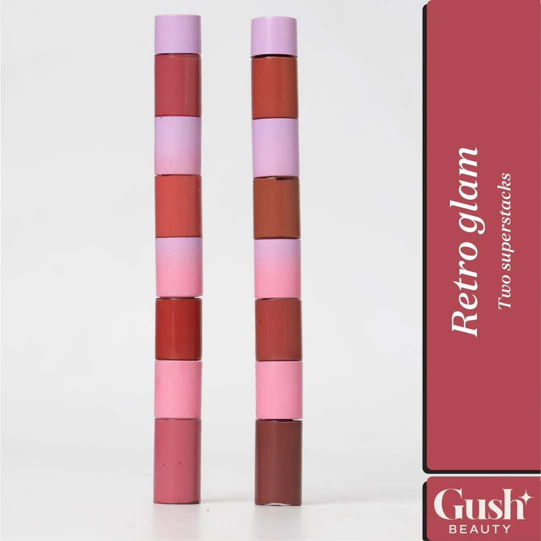 Gush Beauty Retro Glam Lip Kit - BROWN AND LOVELY / BROWN AND LOVELY | 8.4 ml each