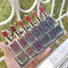 Heng Fang Matte Finish Glitter Casing Matte Lipstick 6pcs Vault
