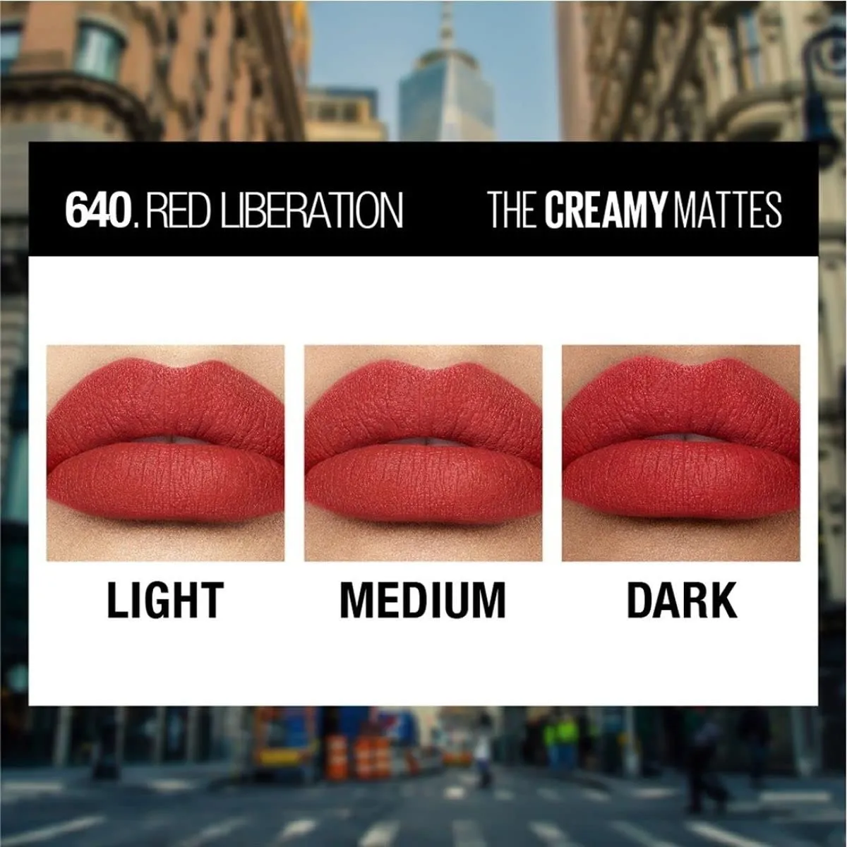 Maybelline New York Matte Lipstick, Intense Colour, Moisturised Lips, Color Sensational Creamy Matte, 640 Red Liberation, 3.9g
