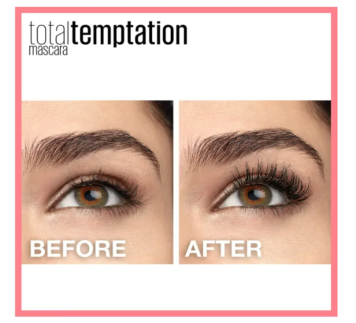 Maybelline New York Total Temptation Washable Mascara, Blackest Black, 0.27 fl. oz.