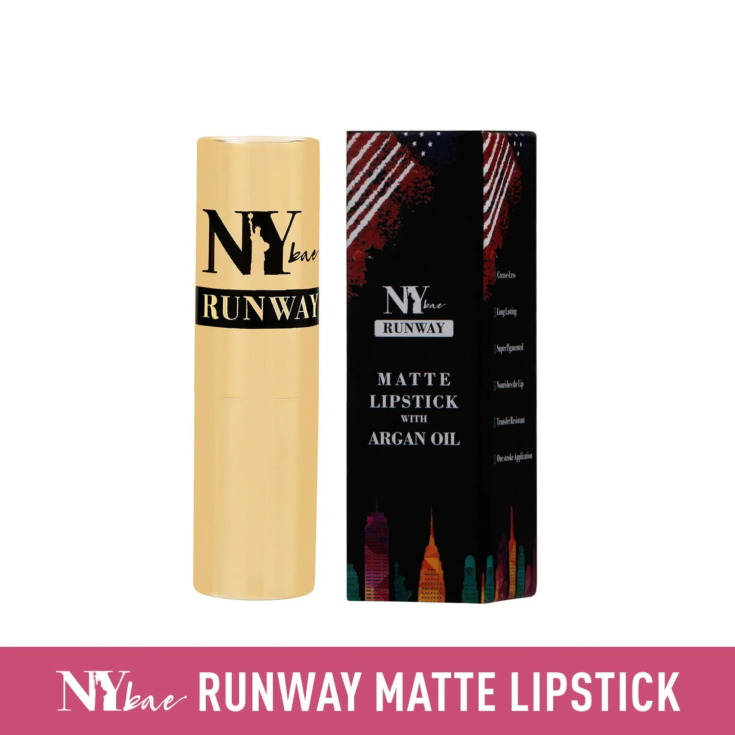 NY Bae Runway Matte Lipstick | Infused With Argan Oil | Pink | Moisturising | Long Lasting | Light weight- First Look 1 (4.5 g)