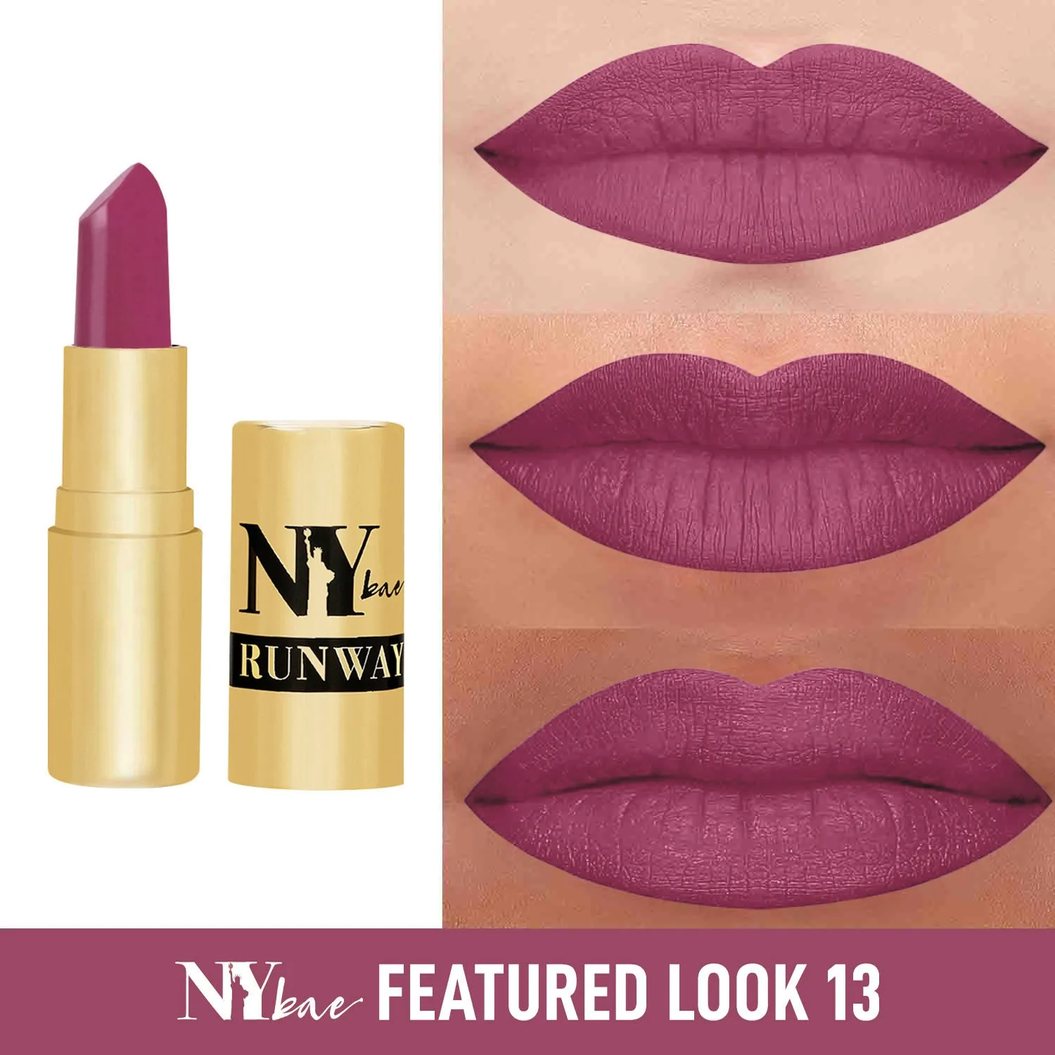 NY Bae Runway Matte Lipstick | Infused With Argan Oil | Purple | Moisturising | Long Lasting | Light weight- Featured Look 13 (4.5 g)