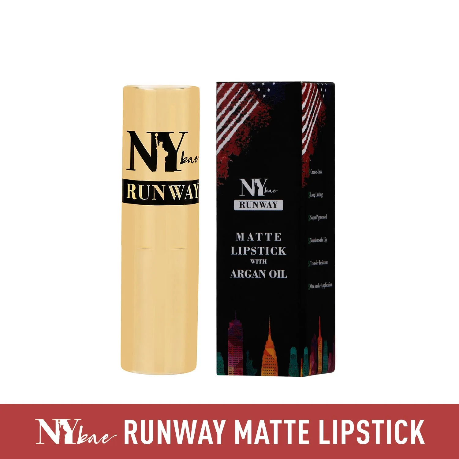 NY Bae Runway Matte Lipstick | Infused With Argan Oil | Red | Moisturising | Long Lasting | Light weight- On Fleek 15 (4.5 g)