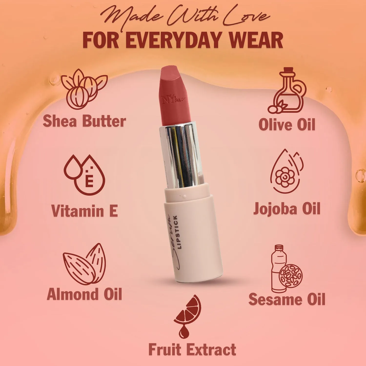 NY Bae Runway Serum Lipstick - Grape Sprinkle 07 (4.8 g) | Purple | Highly Pigmented | Vitamin E & Fruit Oils | Lightweight | Non-Drying
