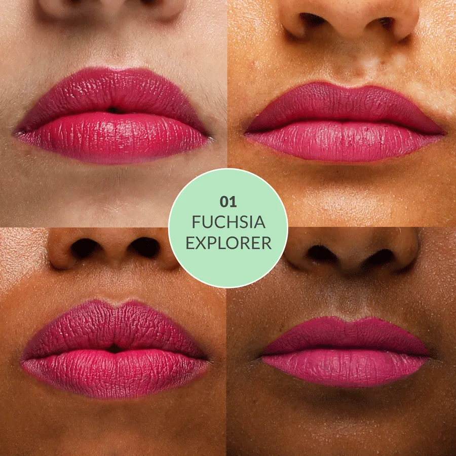 Satin Matte Lipstick Fuchsia Explorer 01 | ULTRA LIGHT & COMFORTABLE | ENRICHED WITH PLANT OILS