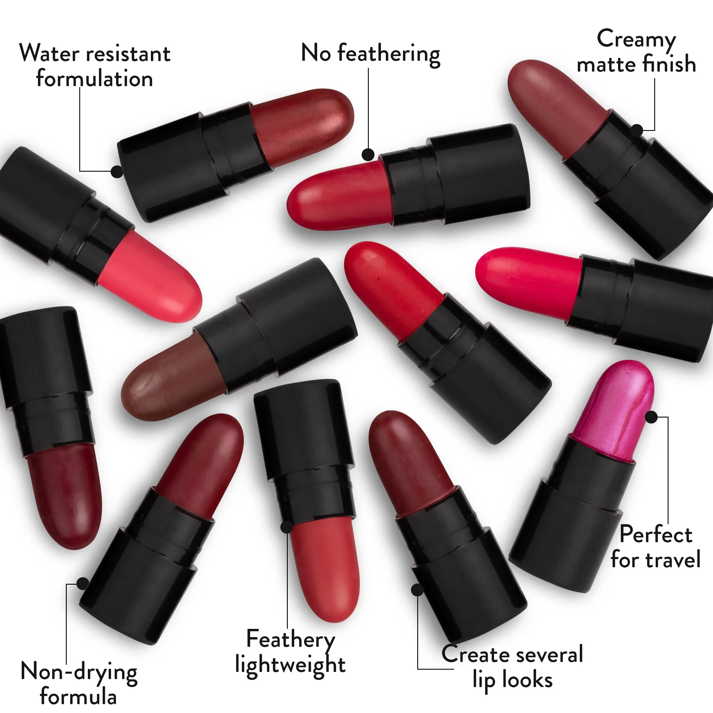 Stay Quirky Lipstick Soft Matte Minis|12 in 1|Long lasting|Smudgeproof|Multicolored| - Multi-Colored Love Marks Set of 12 Mini Lipsticks Kit 2 (14.4 g)