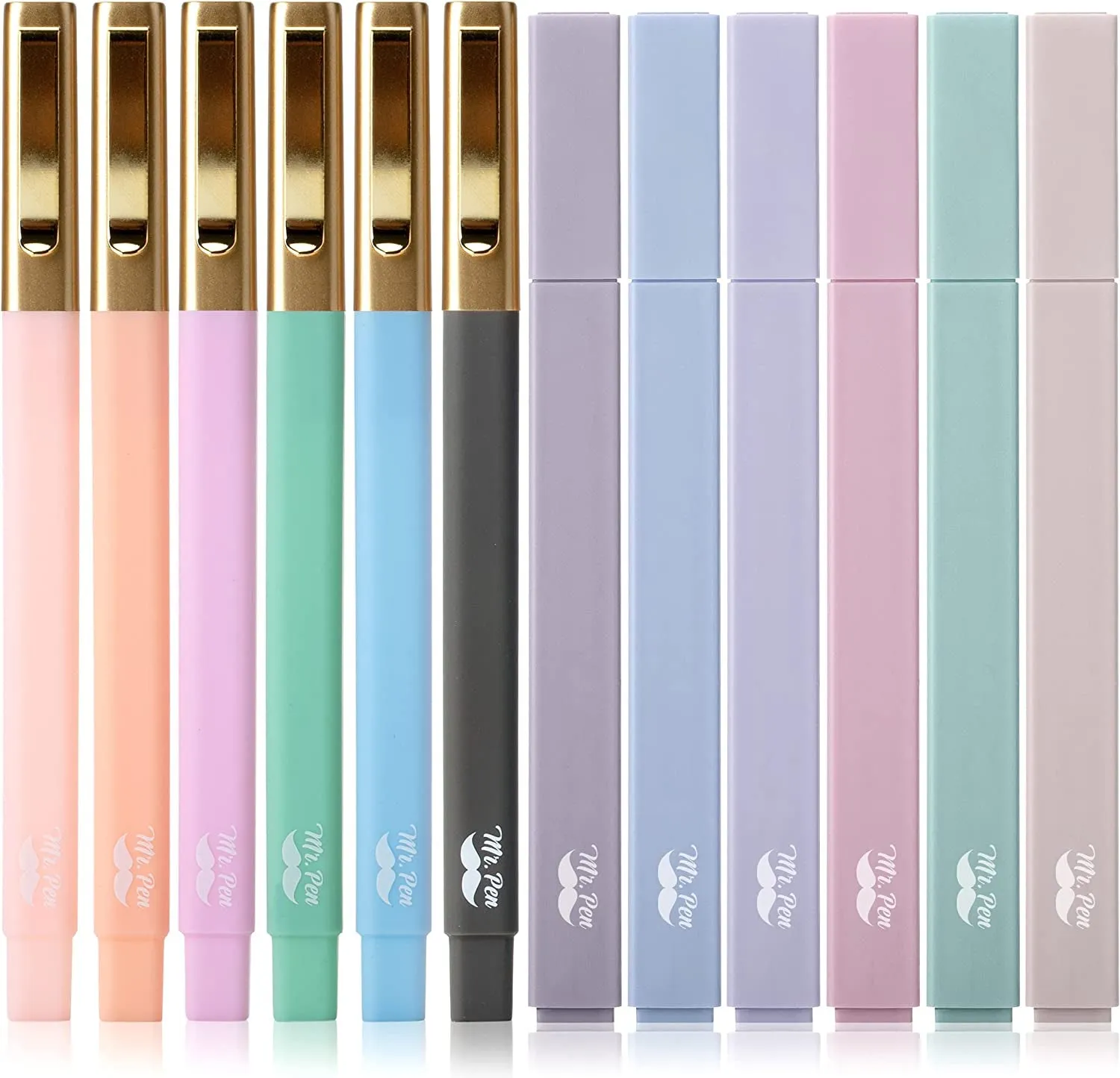 ZASTION - Aesthetic Highlighters and Pens No Bleed, 12 Pack, Pastel Color, Black Ink, No Bleed Highlighters for Bibles