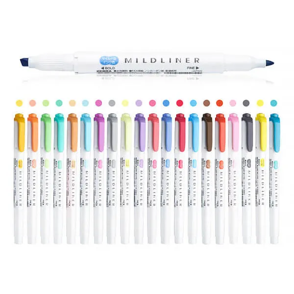 Zebra Mildliner Double Ended Highlighters Fine Bold 25 Colors